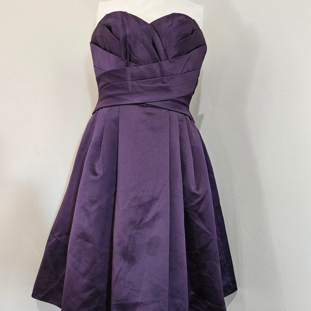 Beautiful Strapless Purple Strapless Dress With Pockets